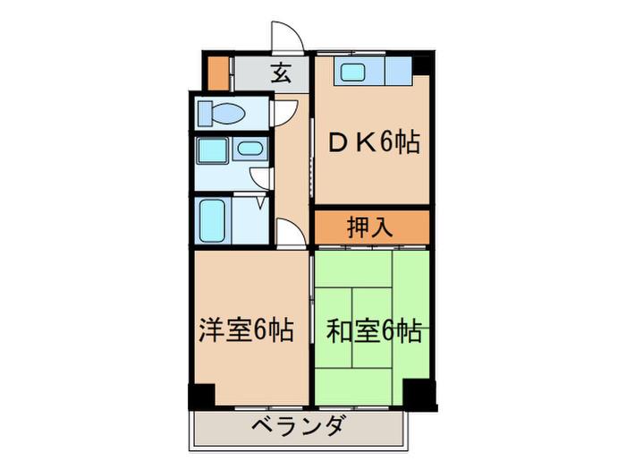 広野ハイツ(2DK/2階)の間取り写真