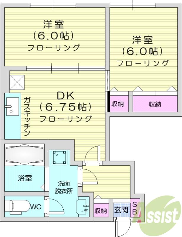 メゾンアンソレイユⅡ(2DK/1階)の間取り写真