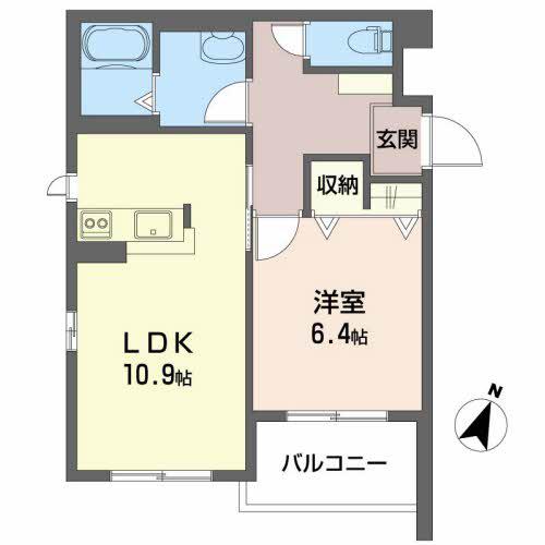 インペリアル(1LDK/3階)の間取り写真