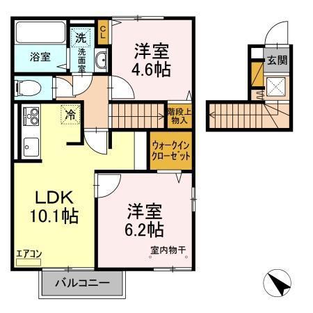 SOLARIE MIDORINO II(2LDK/2階)の間取り写真