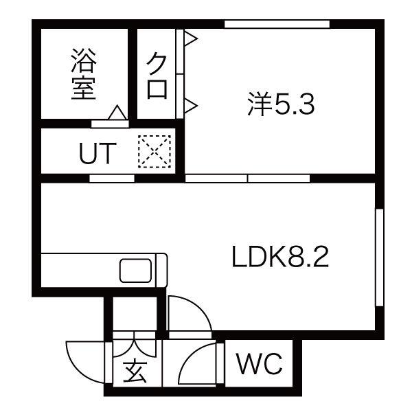 ING発寒南(1LDK/2階)の間取り写真