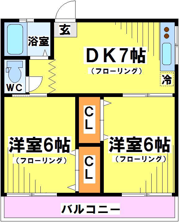 第2グリーンハイツ(2DK/2階)の間取り写真