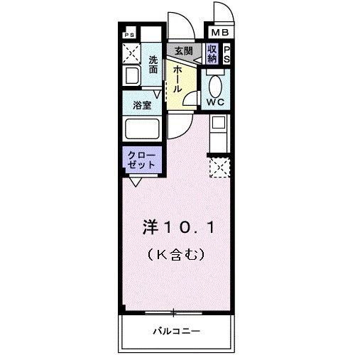 ウィンドワード(ワンルーム/3階)の間取り写真