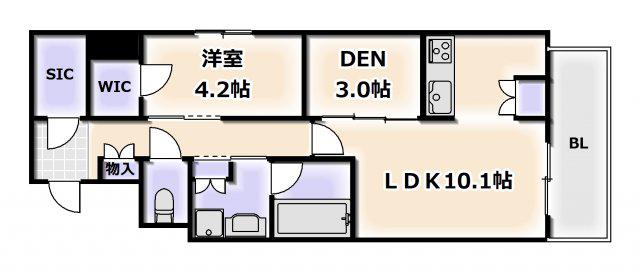 リンクハウス難波元町(1SLDK/3階)の間取り写真