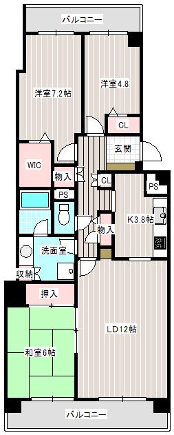 佐鳴台パークホームズ(3LDK/6階)の間取り写真
