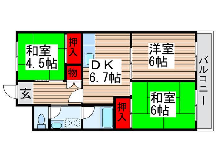 サンライン・フジ(3DK/2階)の間取り写真