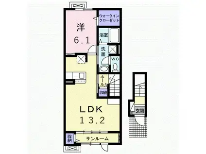 TSハウス III(1LDK/2階)の間取り写真