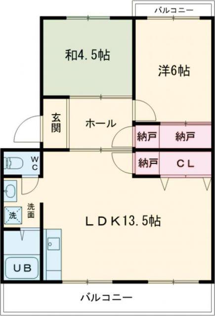 ハイツルミナス(2LDK/4階)の間取り写真