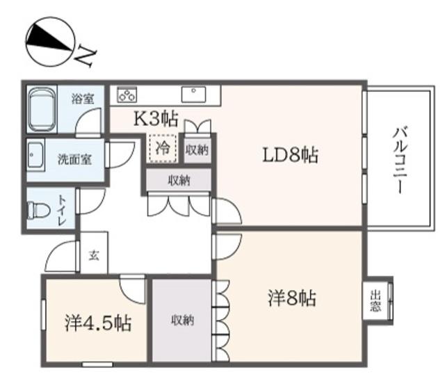 八雲台1丁目(2LDK/1階)の間取り写真