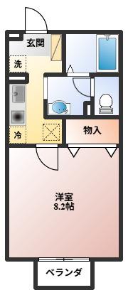 ヴェルドミール(1K/1階)の間取り写真