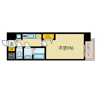 プレサンス名古屋STATIONフレア(1K/4階)の間取り写真