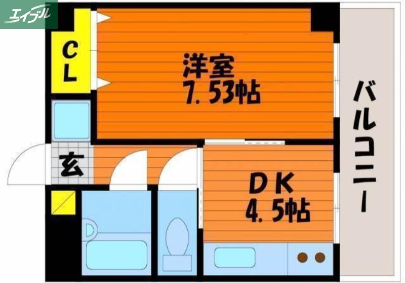 プラーナ富町(1DK/3階)の間取り写真