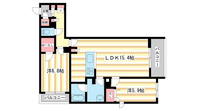 シャーメゾン フェリーチェ(2LDK/2階)の間取り写真