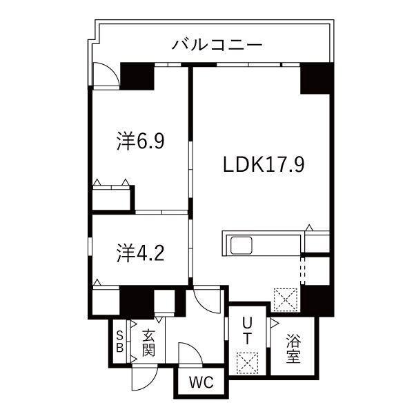 シティコート目黒(2LDK/6階)の間取り写真