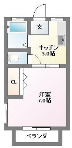 クレソンハウス(1K/1階)の間取り写真