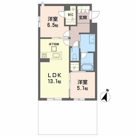 プレミアス大濠西(2LDK/1階)の間取り写真