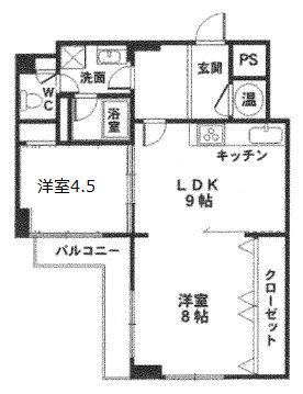 プライムハイツ(2LDK/6階)の間取り写真