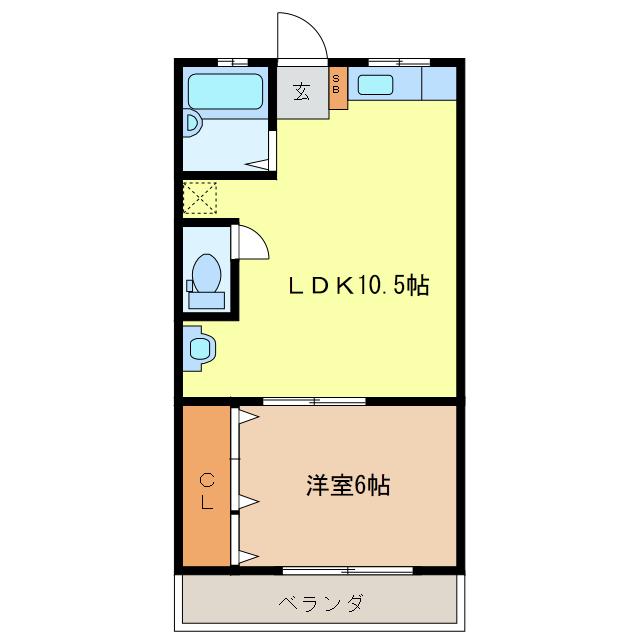 ハイツ高須A(1LDK/1階)の間取り写真