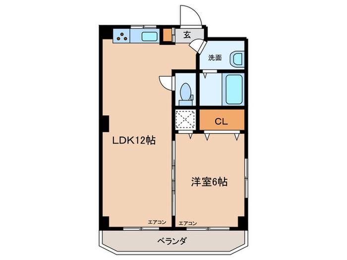 フラワーマンション(1LDK/4階)の間取り写真