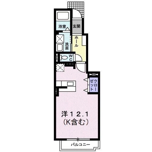 セイフ・フォーチュンII(ワンルーム/1階)の間取り写真