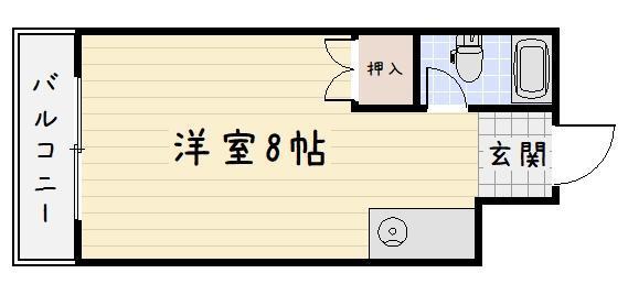 本松ビル(ワンルーム/1階)の間取り写真