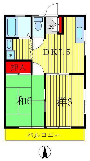 ハイツ豊(2DK/2階)の間取り写真