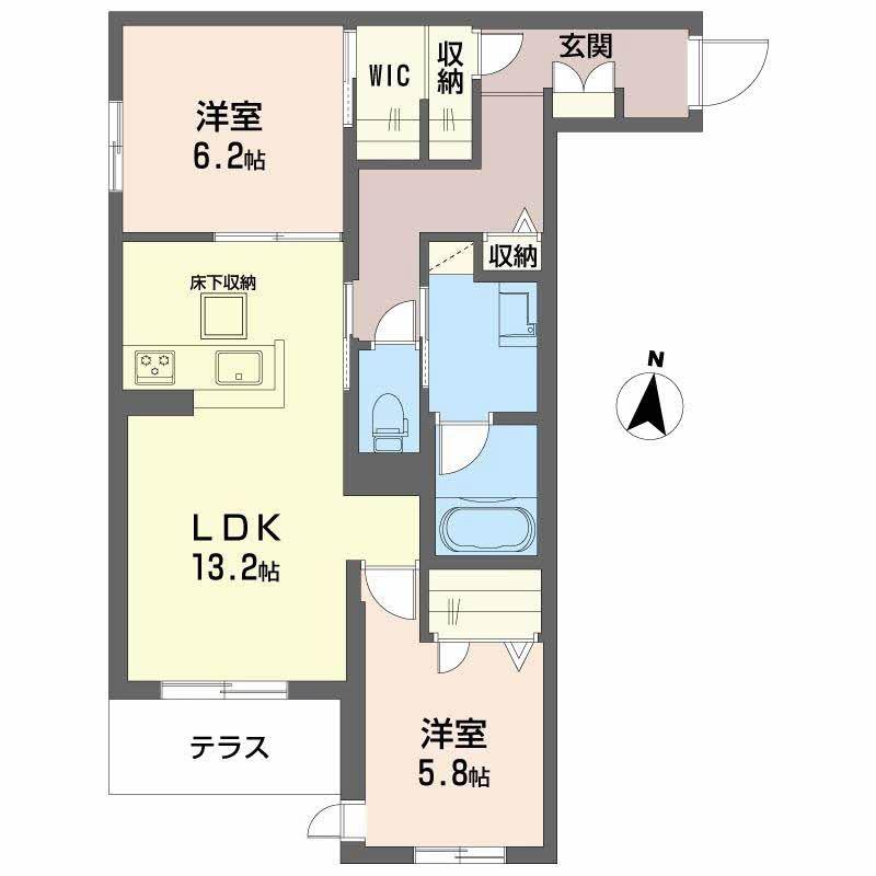 シャーメゾン クレスティーク(2LDK/1階)の間取り写真