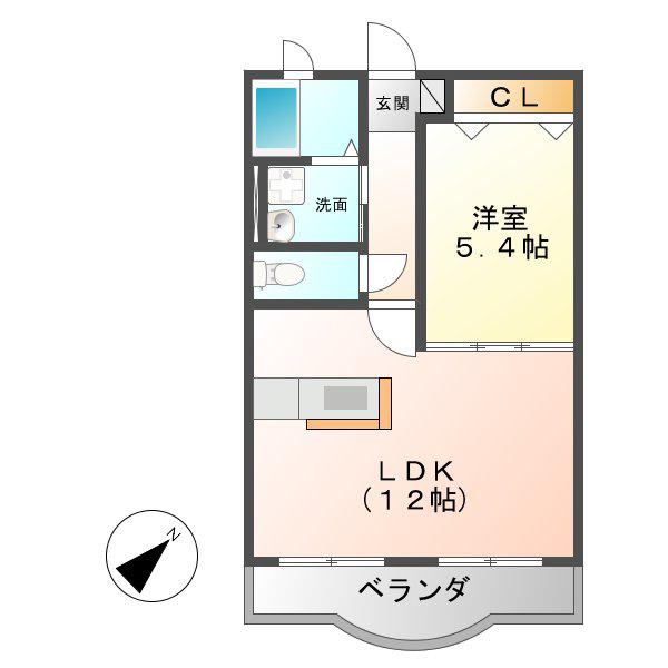 ムーンライトヒルズ(1LDK/3階)の間取り写真
