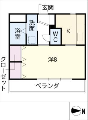 近鉄鈴鹿線 三日市駅 徒歩12分 3階建 築19年(1K/3階)の間取り写真