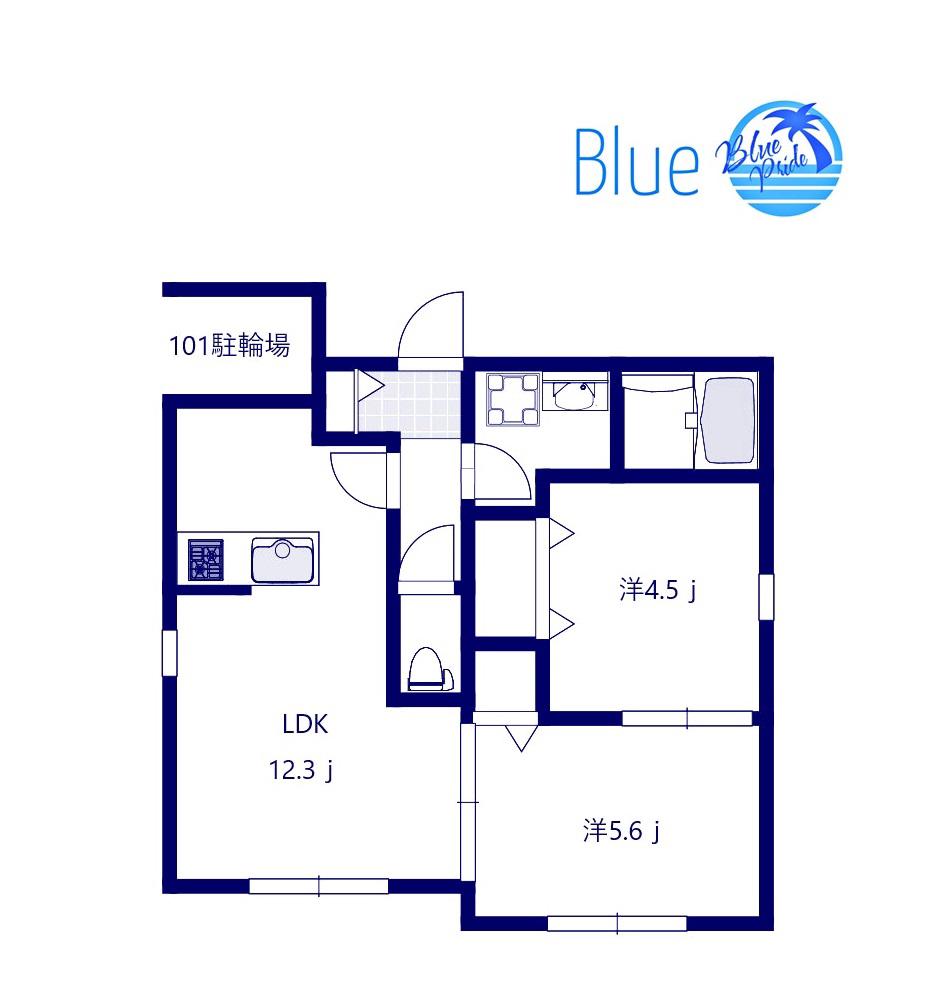 VILLA RACCOON 桜木町(2LDK/1階)の間取り写真