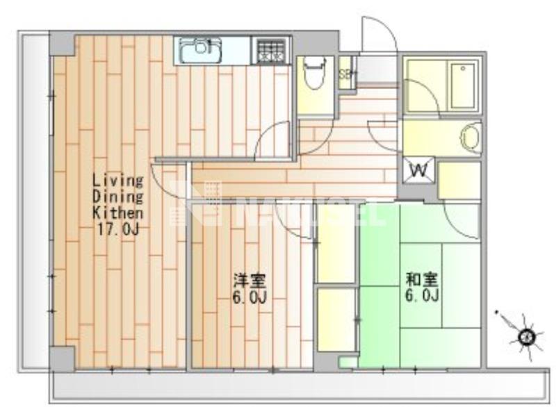 学芸大KYハイツ(2LDK/2階)の間取り写真