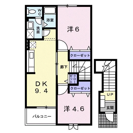 クリサンセマムII(2DK/2階)の間取り写真