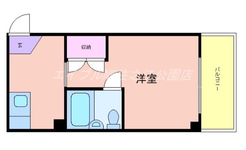 グランシャトー橘(1K/5階)の間取り写真