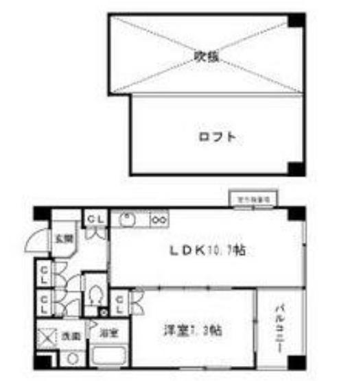 K・H・E(1LDK/5階)の間取り写真