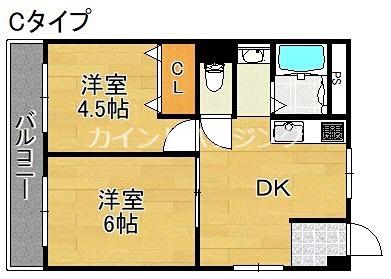 坂本Vマンション(2DK/2階)の間取り写真
