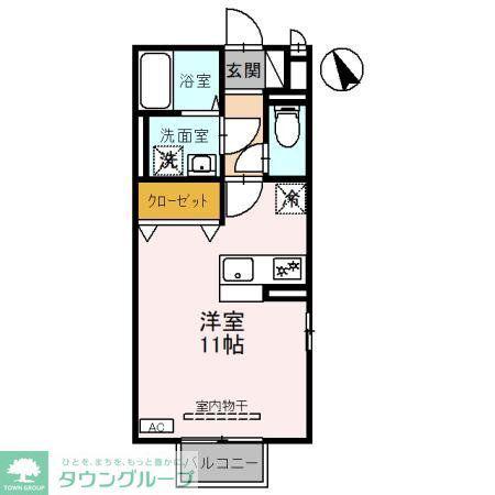 ロイヤルパレス(ワンルーム/1階)の間取り写真