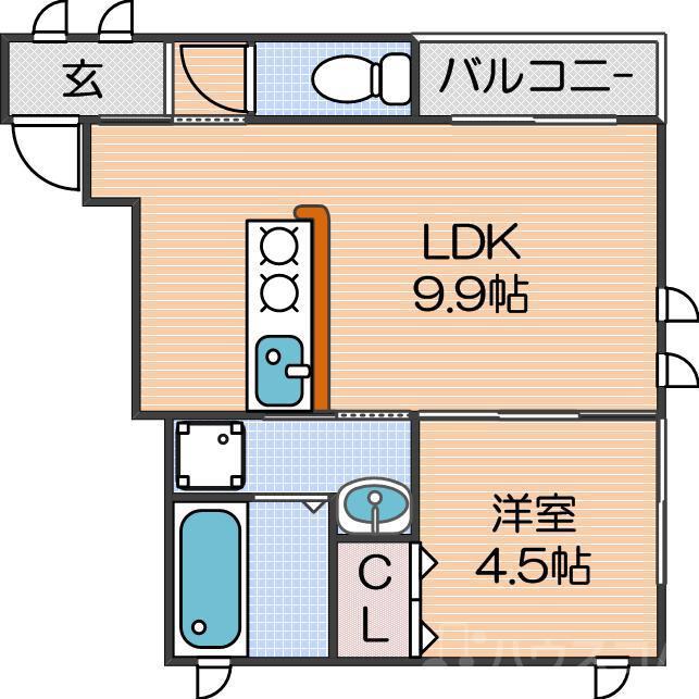 MAIKAI TEZUKAYAMA マイカイテヅカヤマ(1LDK/2階)の間取り写真