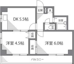 モンシェール三ノ輪(2DK/4階)の間取り写真