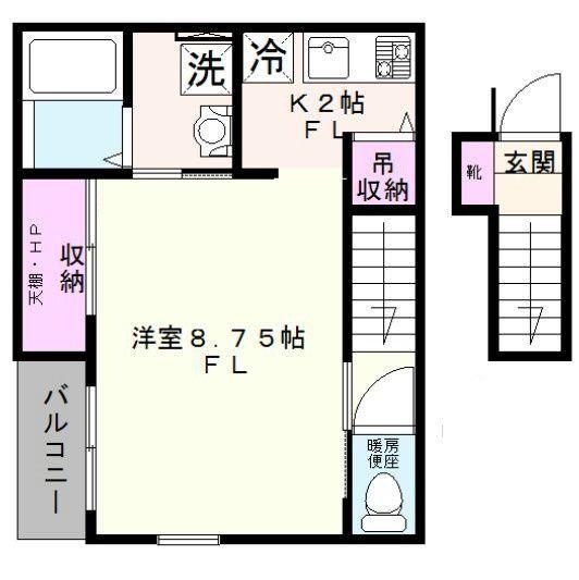 カーサ ビアンカ(1DK/2階)の間取り写真