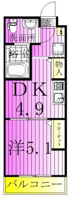 GRANPASEO舎人(1DK/2階)の間取り写真