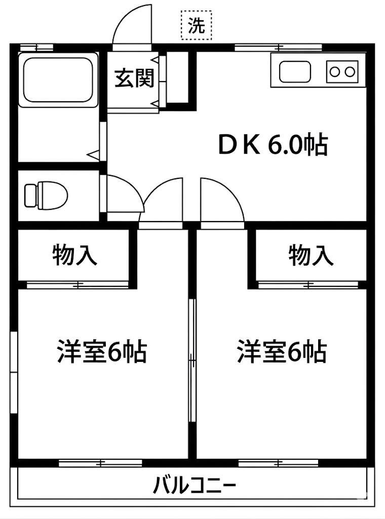 第二佐藤コーポ(2DK/1階)の間取り写真