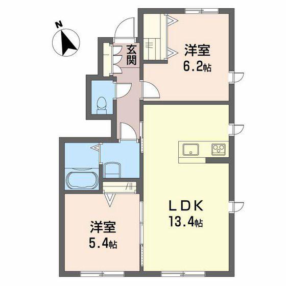 エクレールD(2LDK/1階)の間取り写真
