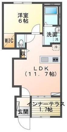 グランドゥール エス(1LDK/1階)の間取り写真