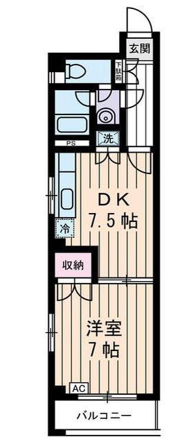ヴィラージュ浅井(1DK/3階)の間取り写真