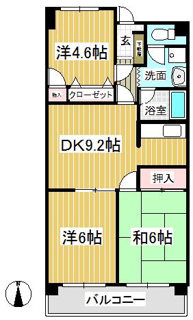 第2上井草パールマンション(2LDK/3階)の間取り写真