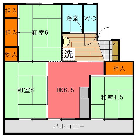 フィオーレガーデン(2LDK/3階)の間取り写真