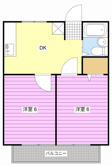 彩輝8B(2DK/2階)の間取り写真