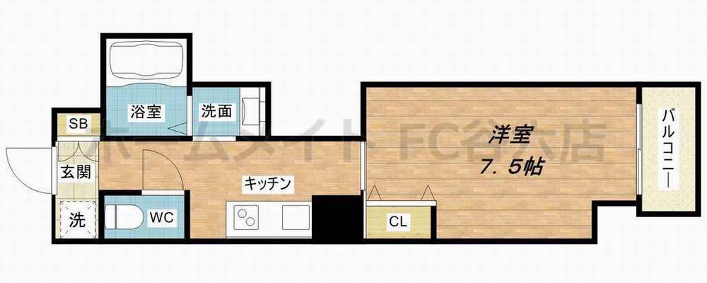 ビガーポリス138与力町(1K/6階)の間取り写真