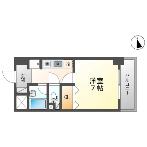 マローン新福(1K/2階)の間取り写真
