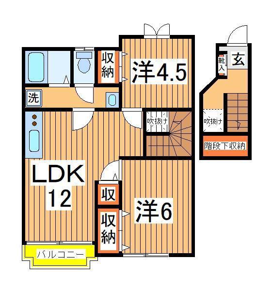 エフサウス美原(2LDK/2階)の間取り写真